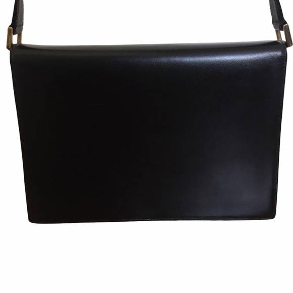 *hp* Vtg Mark Cross 1990s Black Leather Bag Purse - Picture 3 of 16